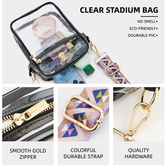 Clear Crossbody Bag Stadium Aroved, Adjustable Shoulder Strap Clear <3 - Picture 4 of 5